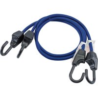 Blue Draper heavy duty bungees, 800mm, pack of 2, with black plastic hooks on each end.