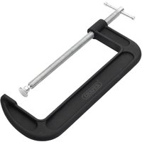 Black Draper heavy duty G-Clamp, 250mm, with silver screw mechanism and T-handle.