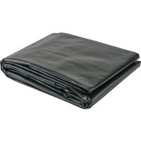 Green Draper heavy-duty polyethylene tarpaulin, folded, 4 x 6m, with reinforced edges and metal grommets.
