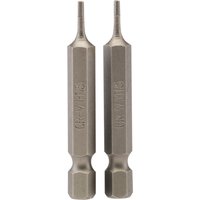 Draper hexagonal insert bits, 1.5mm, 1/4" hex, 50mm long, silver, pack of 2, with engraved branding on the sides.