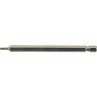 Draper hexagonal insert bit, 2.5mm, 100mm long, silver metal, 1/4" hex shank, slim cylindrical shape.