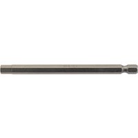 Draper hexagonal insert bit, 6mm, 100mm long, silver metal, 1/4" hex shank, slim cylindrical design.