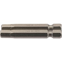 Draper hexagonal insert bits, 6mm, 1/4" hex, 50mm long, silver metallic finish, pack of 2.
