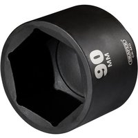 Black Draper Hi-Torq® deep impact socket, 1in square drive, 90mm length, with white size marking.