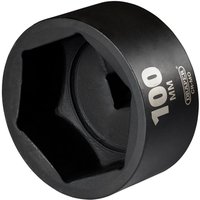 Black Draper Hi-Torq® impact socket, 1in square drive, 100mm size, with engraved branding and size markings.