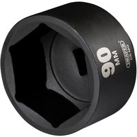 Black Draper Hi-Torq® impact socket, 1in square drive, 90mm size, with white size marking and hexagonal opening.