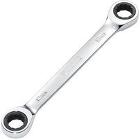 Silver Draper Hi-Torq® metric double ratchet ring spanner, 12x13mm, with two black ratchet ends.