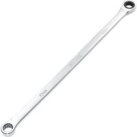 Silver Draper Hi-Torq metric extra-long double ring ratchet spanner, 12mm, with polished finish and engraved markings.