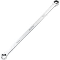 Silver Draper Hi-Torq metric extra-long double ring ratchet spanner, 13mm, with polished finish and engraved markings.