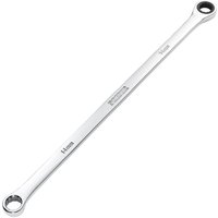 Silver Draper Hi-Torq® 14mm extra-long double ring ratchet spanner with polished finish and engraved markings.