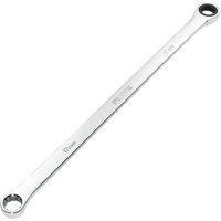 Silver Draper Hi-Torq metric extra-long double ring ratchet spanner, 17mm, with polished finish and engraved markings.