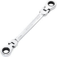 Silver Draper Hi-Torq® metric flexible head double ring ratchet spanner, 12 x 13mm, with pivoting ends.