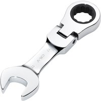 Silver Draper 17mm stubby flexible head ratchet spanner with open-end and ring head design.