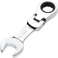 Silver Draper Hi-Torq 19mm stubby spanner with flexible head and ratchet combination, compact and ergonomic design.