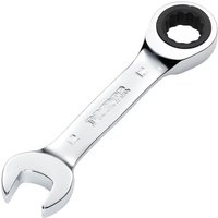 Silver Draper Hi-Torq® 12mm stubby ratchet combination spanner with open-end and ring ratchet head.