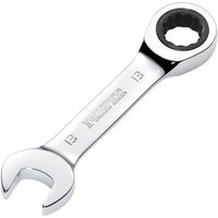 Draper Hi-Torq® 13mm stubby ratchet spanner, chrome finish, open-end and ratchet ring on opposite sides.