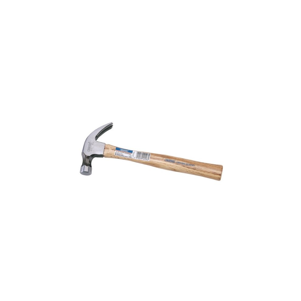 Draper 42503 claw hammer with a 560g hickory shaft, featuring a polished steel head and a smooth wooden handle, ideal for various hammering tasks.