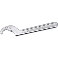 Silver Draper hook wrench with adjustable curved hook, engraved measurements 19-51mm on the handle.
