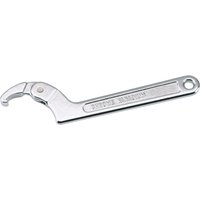 Silver Draper hook wrench with adjustable curved hook, 32-76mm range, and engraved branding on the handle.