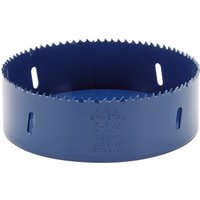 Blue Draper HSS bi-metal holesaw blade, 133mm, with jagged teeth and ventilation slots.