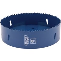 Blue Draper HSS bi-metal holesaw blade, 152mm diameter, with sharp teeth and brand logo on the side.