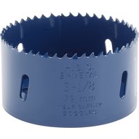 Blue Draper HSS bi-metal holesaw blade, 79mm diameter, with sharp serrated edge and side ventilation slots.