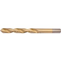 Titanium-coated HSS drill bit, 10.0mm, with a gold finish and spiral flutes for efficient drilling.
