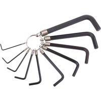 Draper Imperial Hexagon Key Set, 10 black L-shaped keys on a metal ring.
