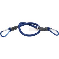 Blue Draper Karabiner Bungee, 600mm, with metal carabiners and black grips on both ends.