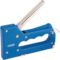 Blue Draper lightweight stapler/tacker with a silver handle and ergonomic grip.