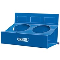 Blue Draper magnetic storage holder with two circular cutouts and branded logo on the front.