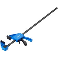 Blue and black Draper medium duty bar clamp, 600mm length, with ergonomic grip and adjustable sliding jaw.