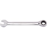 Silver Draper 10mm metric ratcheting combination spanner with open-end and ratchet ring on opposite sides.