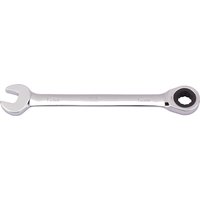 Silver Draper 12mm metric ratcheting combination spanner with open-end and ratcheting box-end.