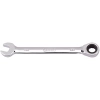 Silver Draper 9mm ratcheting combination spanner with open-end and ratchet ring on opposite ends.