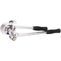 Draper Micro Tube Bender with silver metal body, black rubber grips, and dual handles for precise tube bending.