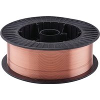 Draper mild steel MIG welding wire, 0.8mm, 15kg spool with copper finish and black plastic reel.