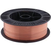 Copper-colored Draper MIG welding wire spool, 1.0mm thickness, 15kg, with black plastic reel.