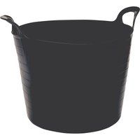Black Draper flexible bucket, 42L capacity, with two sturdy handles and ribbed texture.