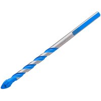 Draper Multi Purpose TCT Tile and Glass Drill Bit, silver with blue spiral design and pointed tip.