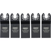 Draper Multi-Tool Plunge Cutter set, five black blades with serrated edges and branded text on each blade.