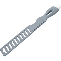 Gray Draper multifunctional painters tool with serrated edge, slotted handle, and white tip for opening cans and stirring.