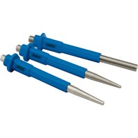 Blue Draper nailset, centre punch, and pin punch set with silver tips and ergonomic handles.