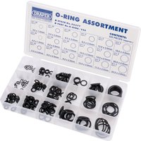 Draper O-Ring Assortment, 225 pieces, in a clear plastic case with labeled compartments containing various black O-rings.