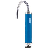 Blue Draper oil suction gun, 500cc, with a curved transparent nozzle and black handle.