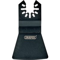 Black Draper oscillating multi-tool scraping blade with a wide, flat edge and a toothed attachment end.