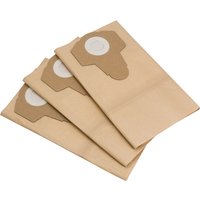Draper Paper Dust Bags, 30L, pack of 3, beige with circular white plastic fitting on top.