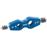 Blue Draper pipe cleaner and deburrer with dual metal brushes and ergonomic handle.