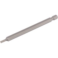 Draper 3mm plain slot insert bit, 100mm long, silver, with 1/4" hex shank, single piece.