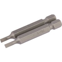 Draper 3mm plain slot insert bits, 1/4" hex, 50mm long, silver, pack of 2, with engraved text on sides.